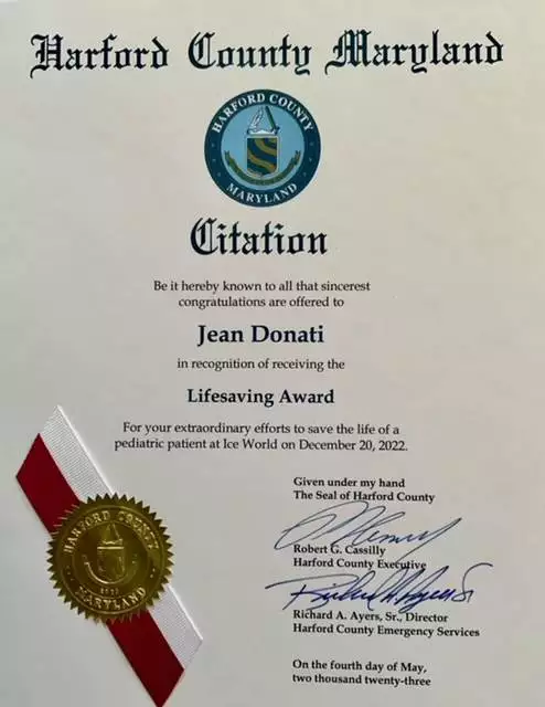 hartford county maryland citation - lifesaving award